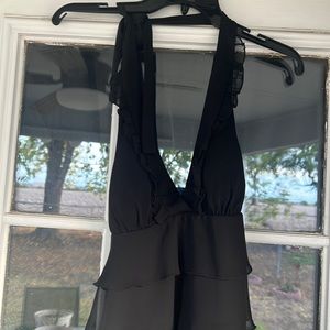 Black Halter ruffle Dress